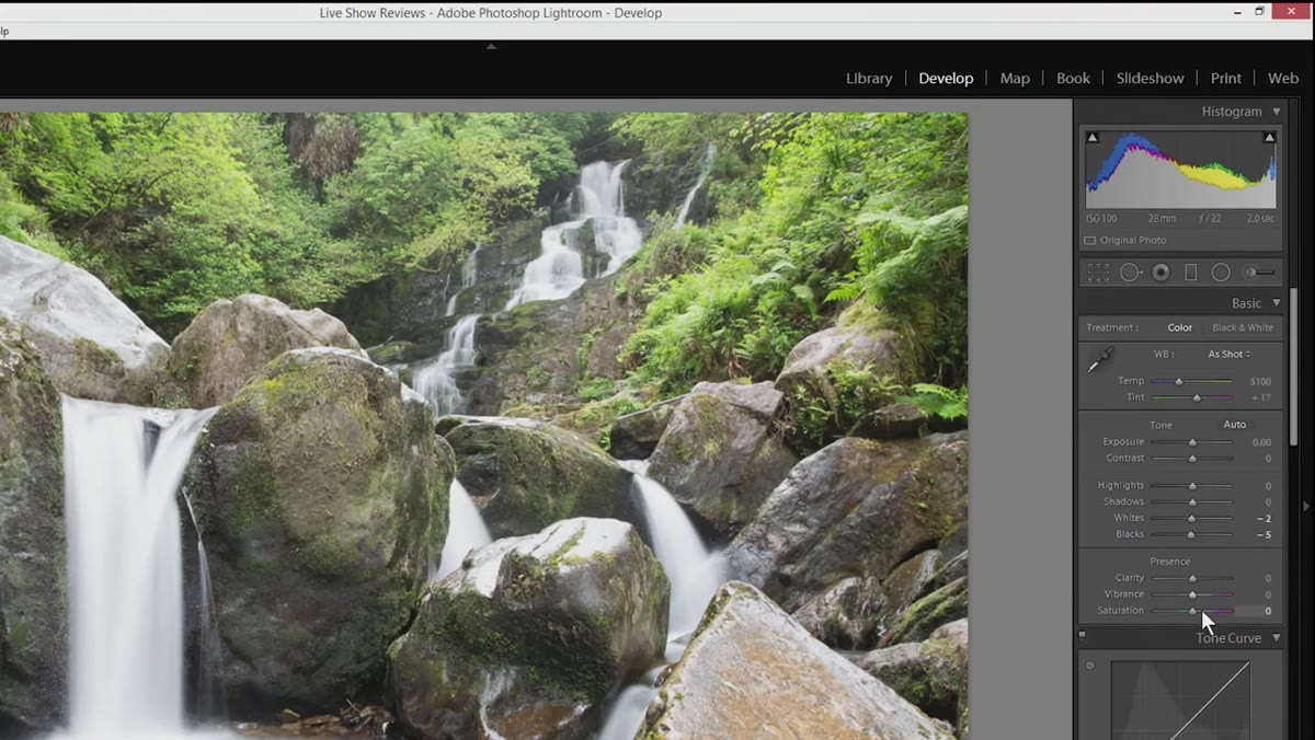 Clarity slider being increased slightly in the Basic panel