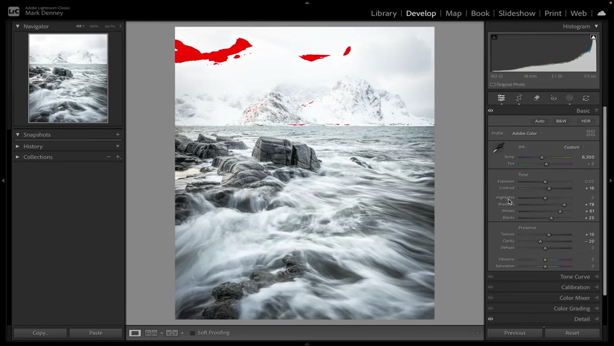 Shift-double-click on Highlights slider showing auto value