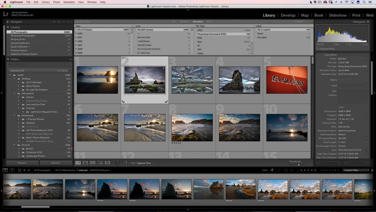 Grid view showing multiple PSD files selected with Command-click