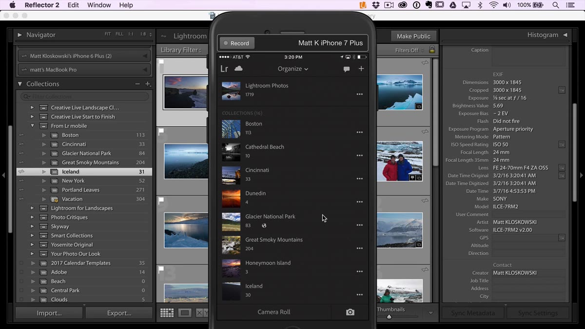 Lightroom Mobile photo library screen shown on device