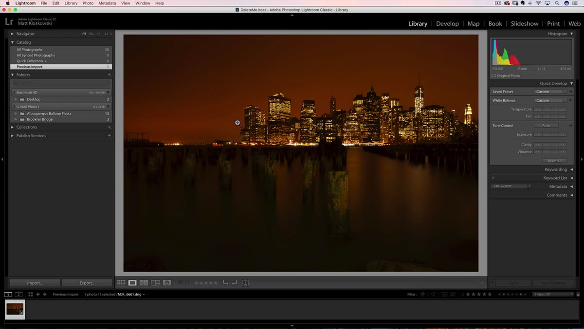 Library module grid view showing multiple images in quick succession
